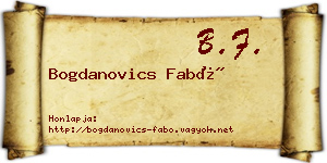 Bogdanovics Fabó névjegykártya